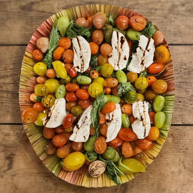 Caprese Salad Plate with Buffalo Mozzarella (Full Tray Serves 16).