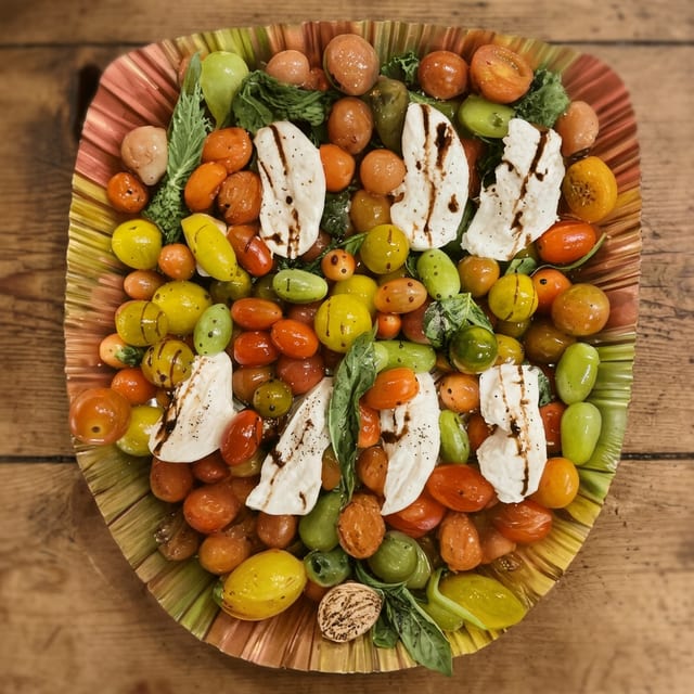 Caprese Salad Plate with Buffalo Mozzarella (Half Tray Serves 8).